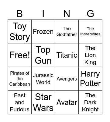 Movies Bingo Card