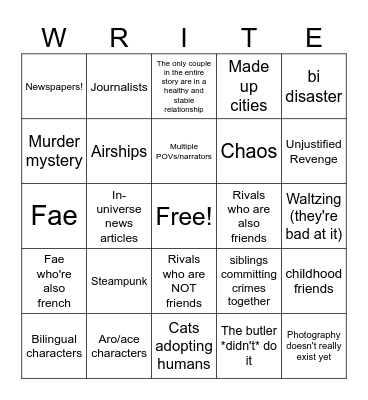 WIP Bingo Card
