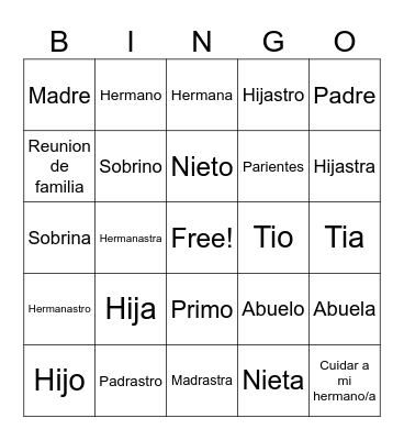 La Familia Bingo Card