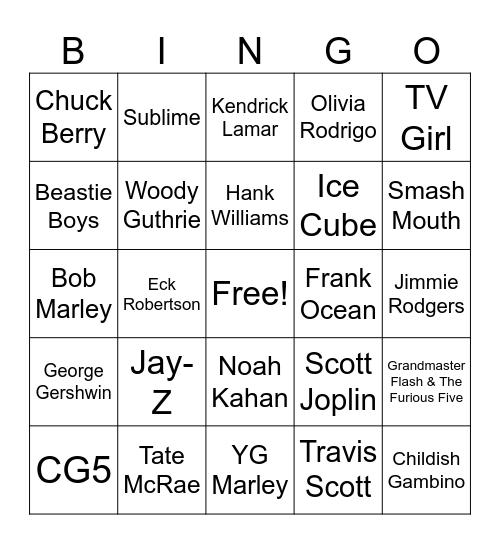 March 29th Bingo Card