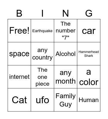 Infinite Craft Bingo Card