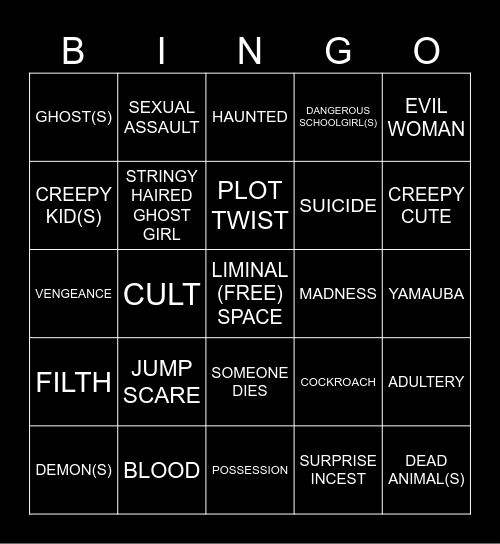 Demonic Women In Japanese Fiction Bingo Card