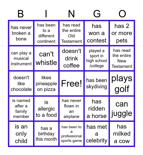 LifeGroup Bingo: Find someone who... Bingo Card