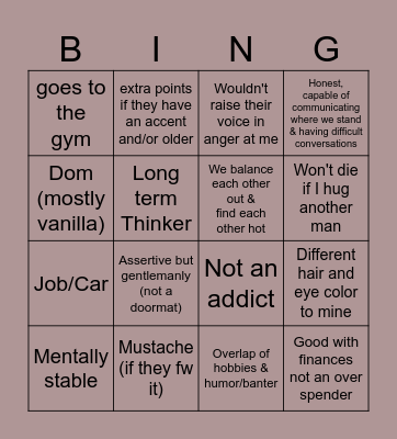 Are you peachlol's type Bingo Card