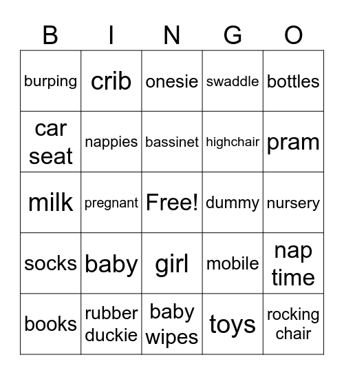BABY Bingo Card
