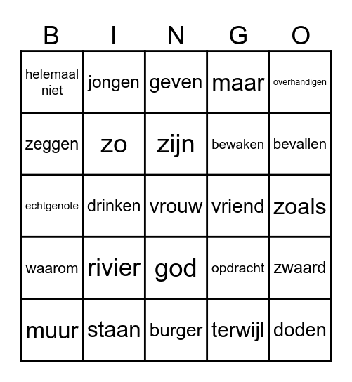 Woorden les 1 t/m 3 Bingo Card