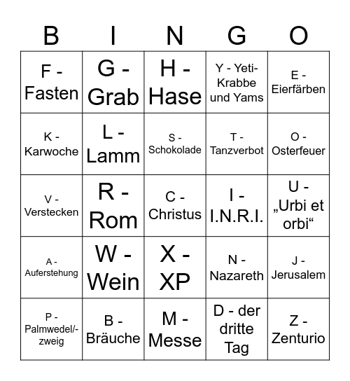 OSTER Bingo Card