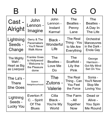 LIVERPOOL BINGO Card