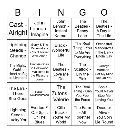 LIVERPOOL BINGO Card