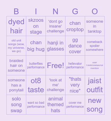 skz fanmeeting Bingo Card