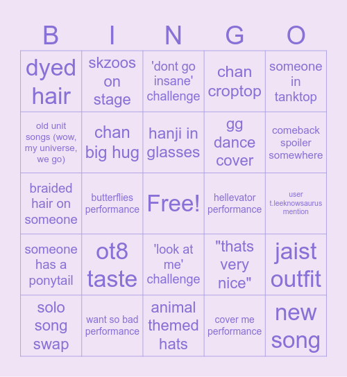 skz fanmeeting Bingo Card