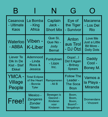 Muziek Bingo Waltmennekes Bingo Card