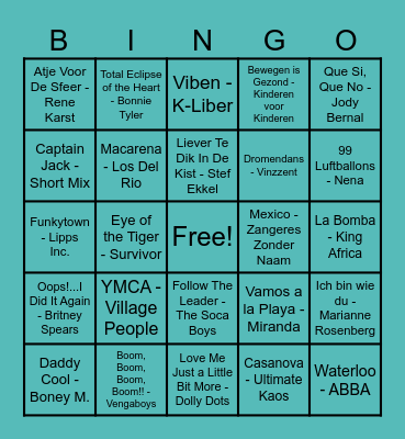 Muziek Bingo Waltmennekes Bingo Card