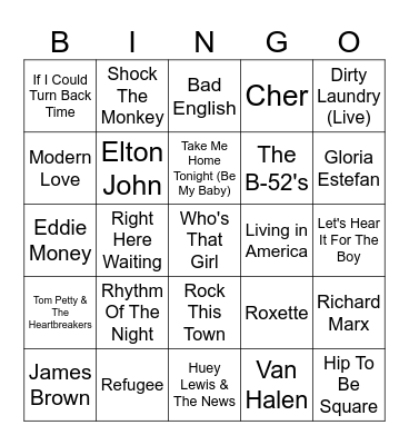 1980s (Part 3) Bingo Card