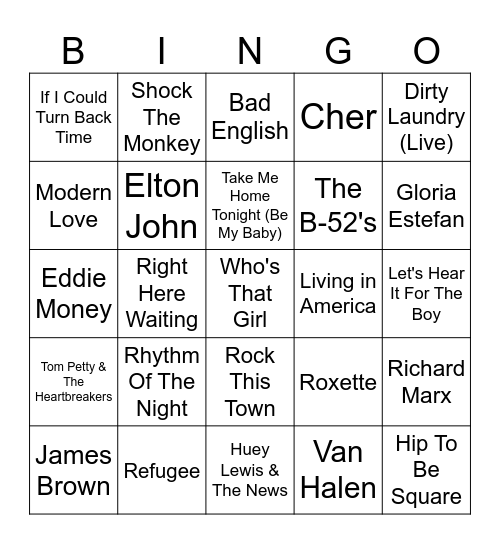 1980s (Part 3) Bingo Card