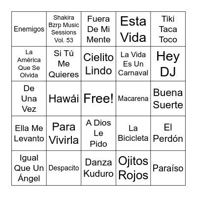 BINGO Musical Bingo Card