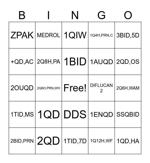 SIG CODE BINGO Card