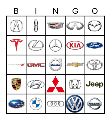 Car Logo Bingo Card