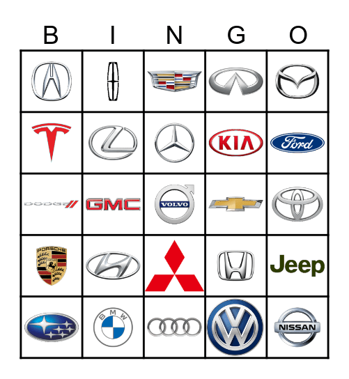 Car Logo Bingo Card
