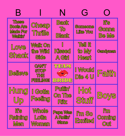 Musical Bachelorette Bingo! Bingo Card