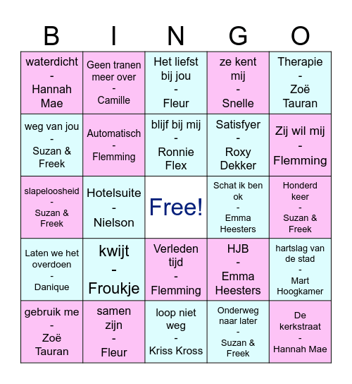 muziek Bingo Card