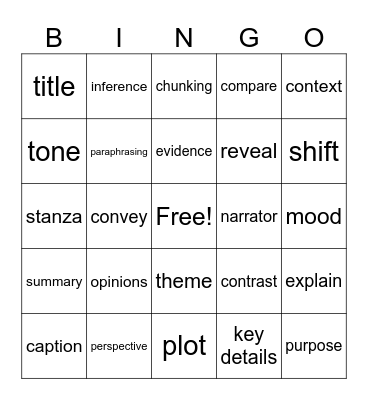 Test Prep Bingo Card