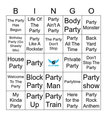 It's Party Time Bingo Card