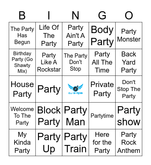 It's Party Time Bingo Card