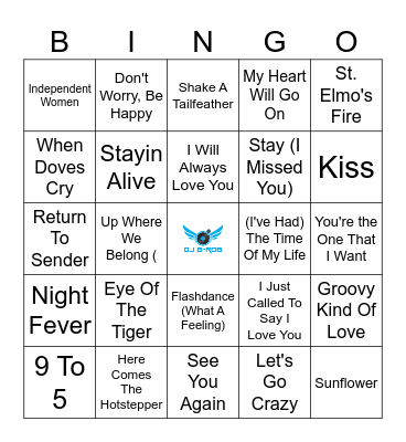 Popular Songs In Movies PT1 Bingo Card