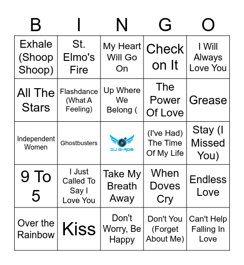 Popular Songs In Movies PT1 Bingo Card