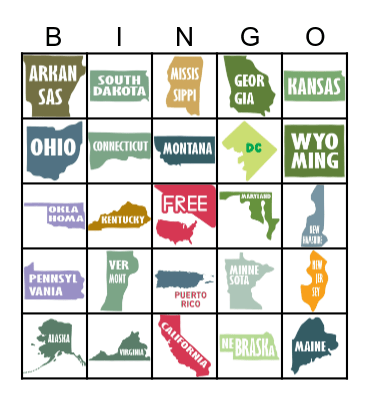 States and Territories BINGO Card