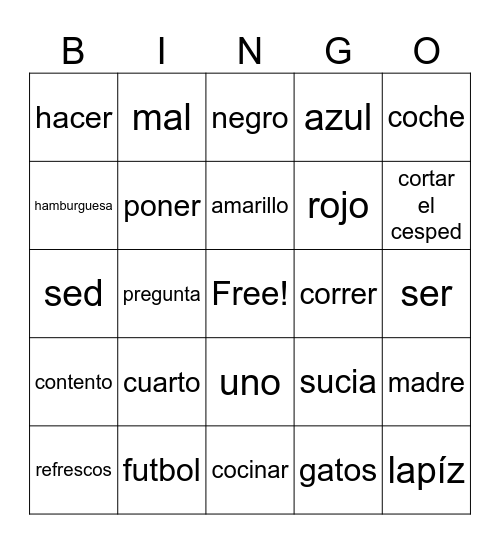 SP1 Unit 5 D - Block Bingo Card