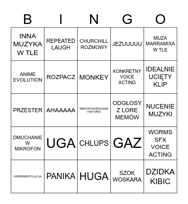 Klipowe bingo Card