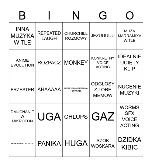 Klipowe bingo Card