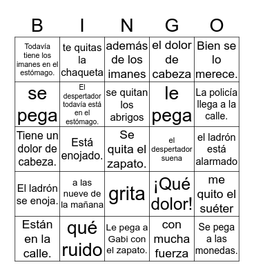 Gabi 18 Bingo Card