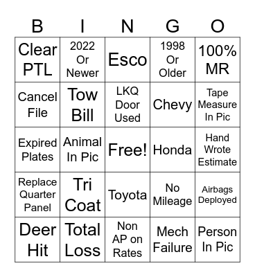 TL Bingo Card