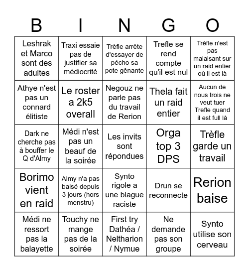 Bingo Ragnarök de saison secret Bingo Card