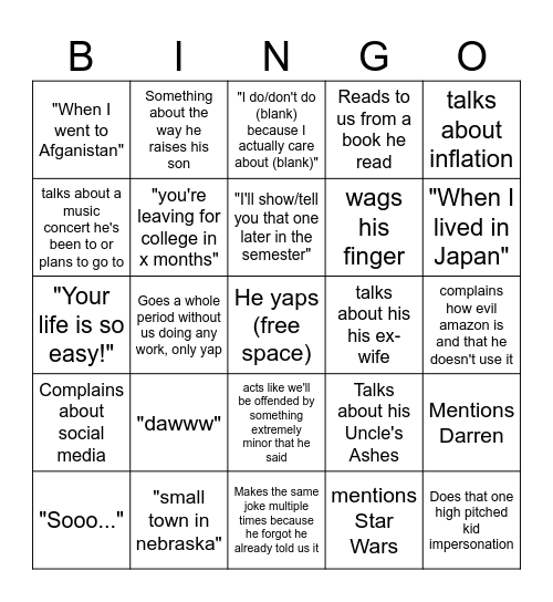 Mr Homa Bingo Card