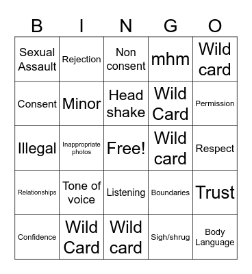 Consent Bingo Card