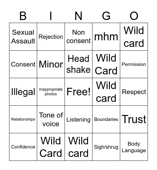 Consent Bingo Card