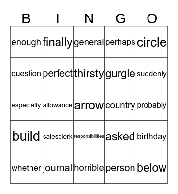 3rd grade ready!!! Bingo Card