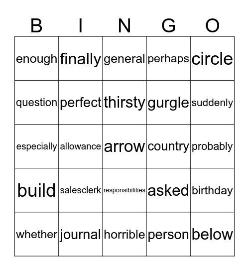 3rd grade ready!!! Bingo Card