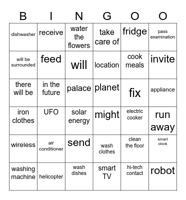 UNIT 10: OUR HOUSES IN THE FUTURE Bingo Card