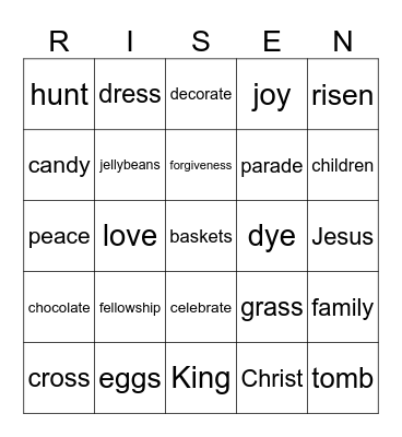 RISEN Bingo Card