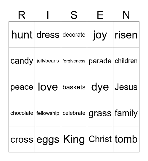 RISEN Bingo Card
