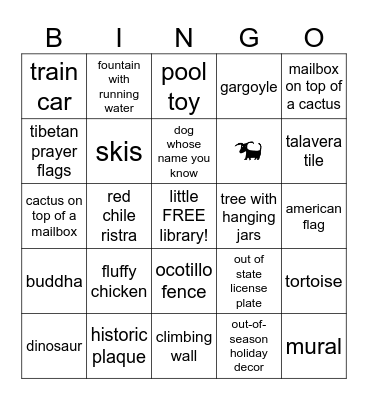 San Clemente Bingo Card