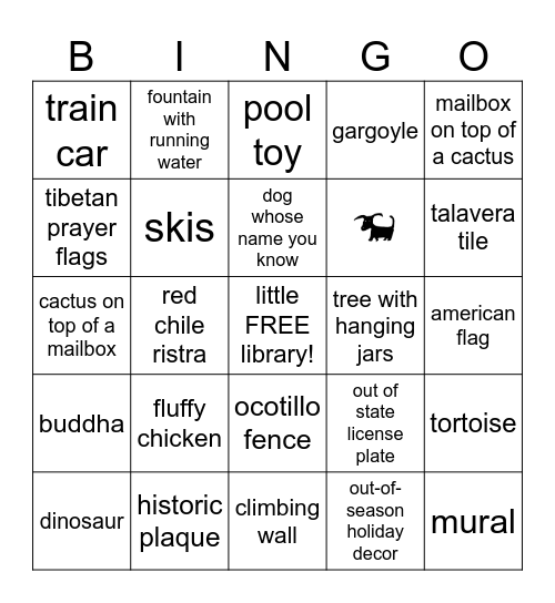 San Clemente Bingo Card