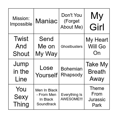 Iconic Soundtrack Bingo Card