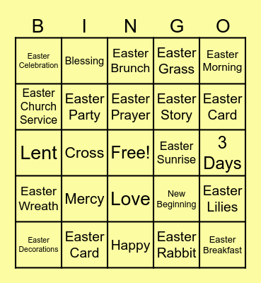 Easter Bingo(NOBOE) Bingo Card