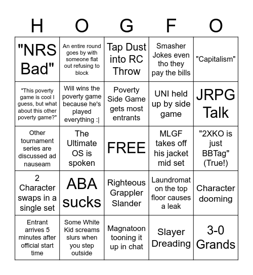 Hog anime Bingo Card